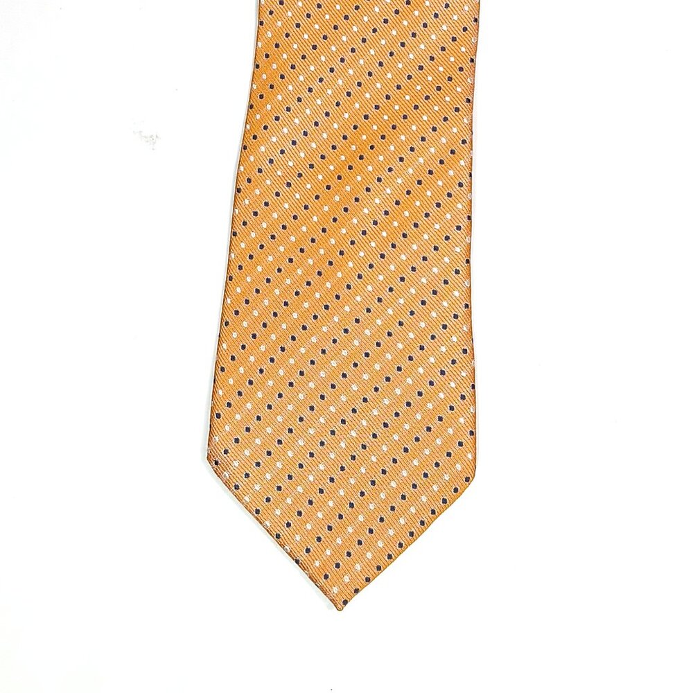 Saxony Collection Men’s Tie Orange Blue Dot Polyester 60" Designer Wide Tie New